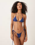[Motel] Motel Leyna tie-side ruche bikini briefs in navy 2XS NAVY