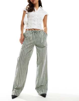 lirura plaid straight leg pants in black and white