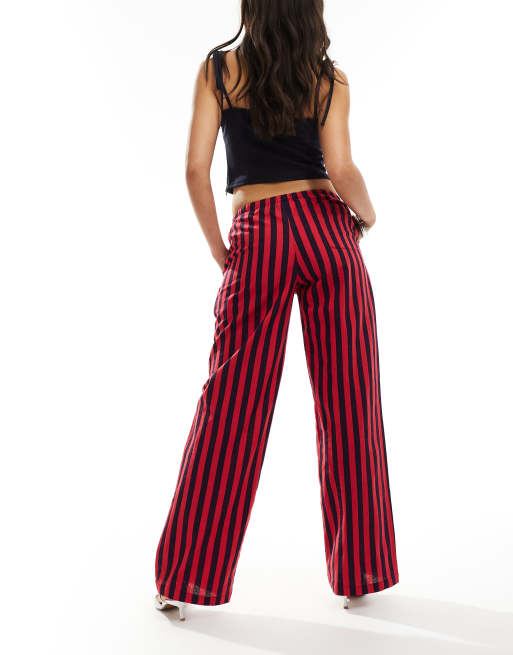 Red and black striped pants womens online