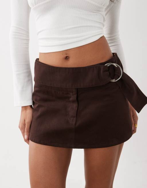 Motel litasa mini-jupe à boucle ceinture marron, 3 de 5
