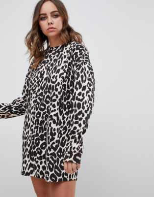 motel animal print shirt dress