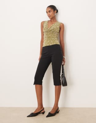 Motel Losa Cowl Neck Top In Green