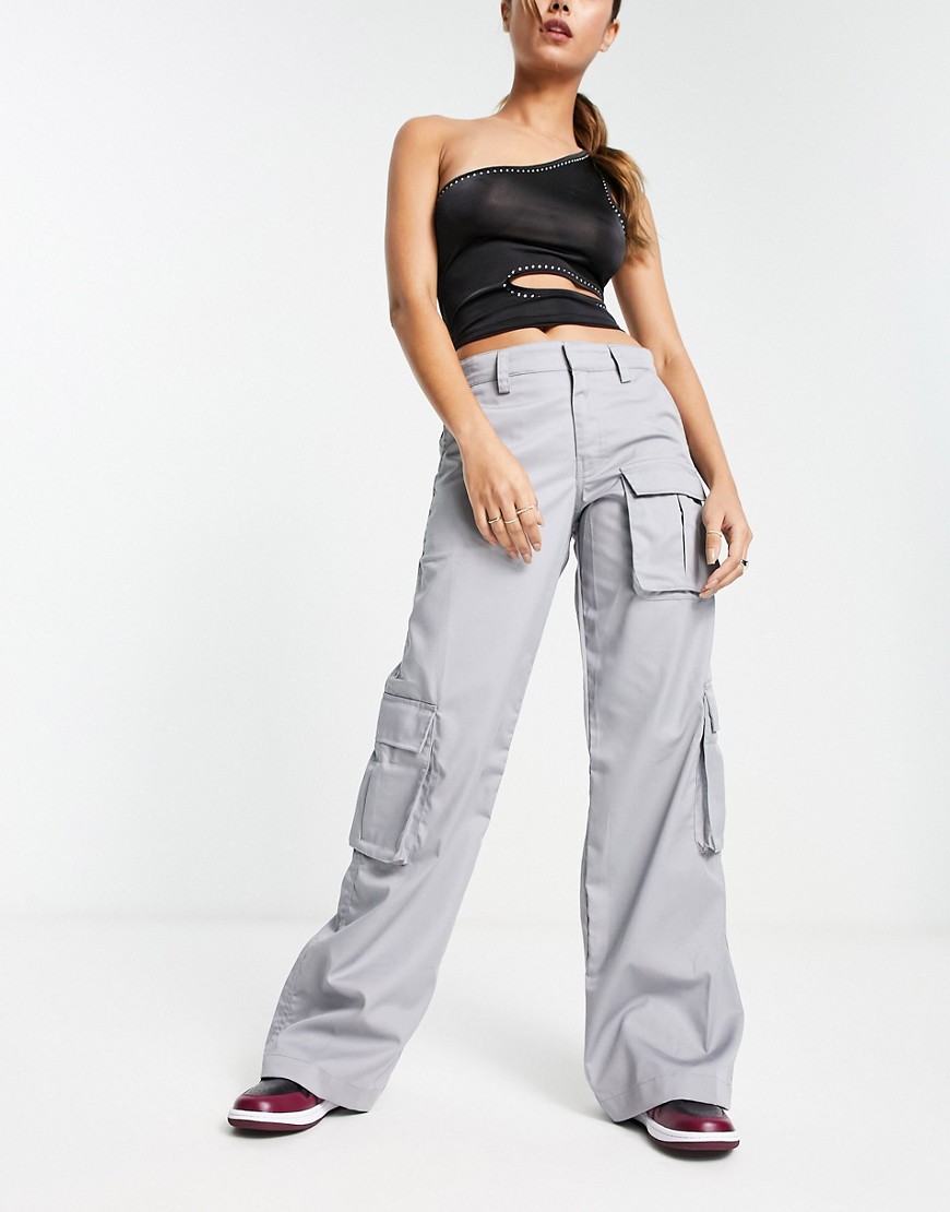 Motel low-rise cargo trousers in pale grey
