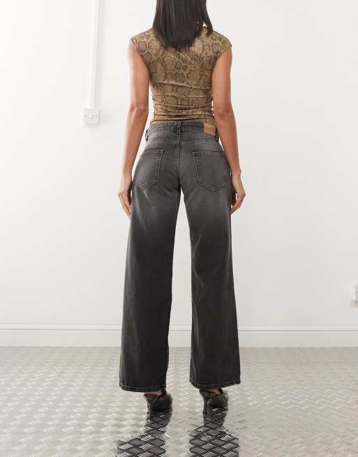 Motel low rise parallel jeans in grey used bleach
