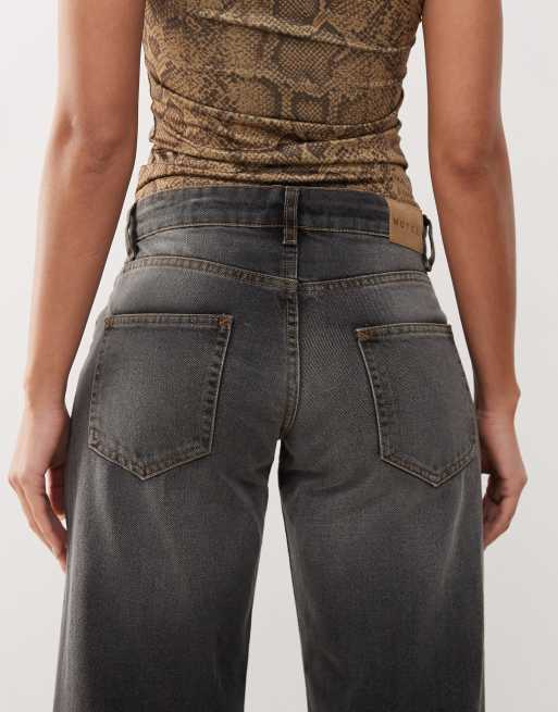 Motel low rise parallel jeans in grey used bleach