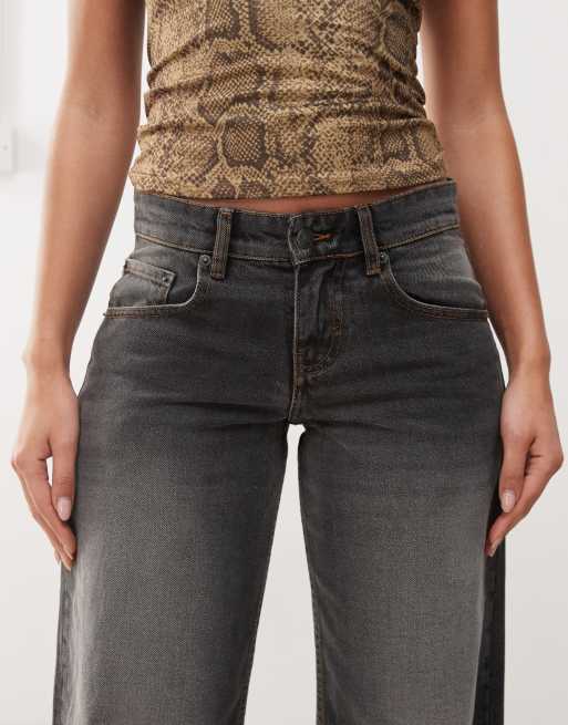 Motel low rise parallel jeans in grey used bleach