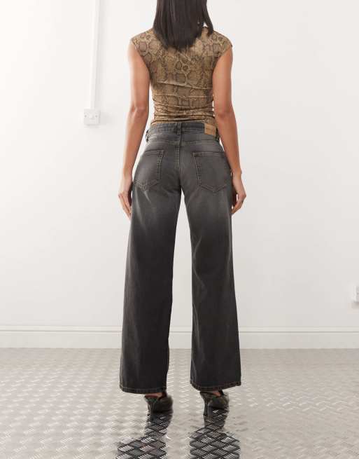 Motel low rise parallel jeans in grey used bleach