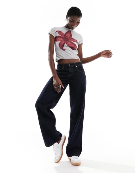 Motel low rise parallel jeans in indigo blue - view 1