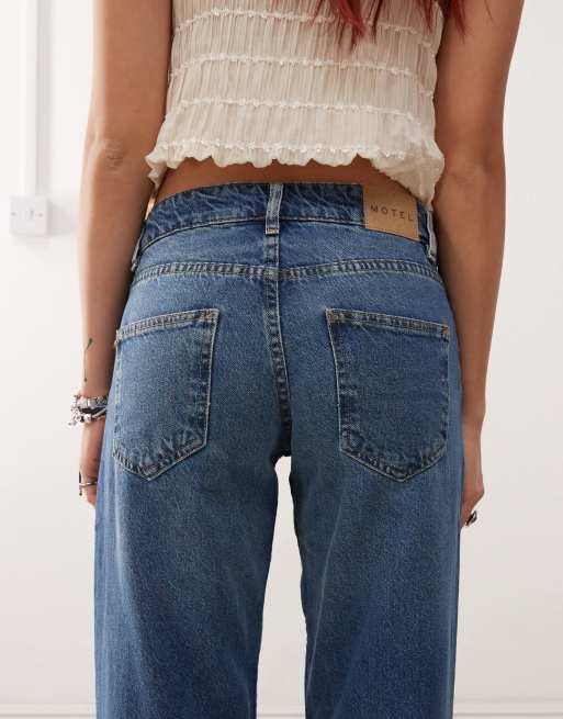 Motel low rise parallel jeans in mid blue used, 4 of 5