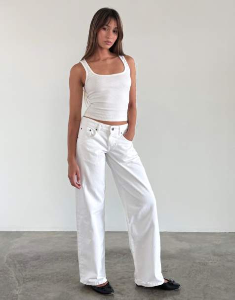 Motel low rise parallel jeans in true white - view 1