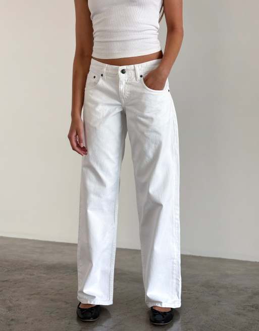 Motel low rise parallel jeans in true white, 3 of 4