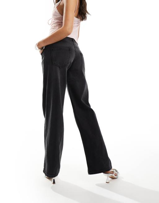 Motel low rise parallel leg jeans in washed black grey