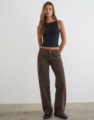 Motel Low Rise Parralel Jeans In Brown
