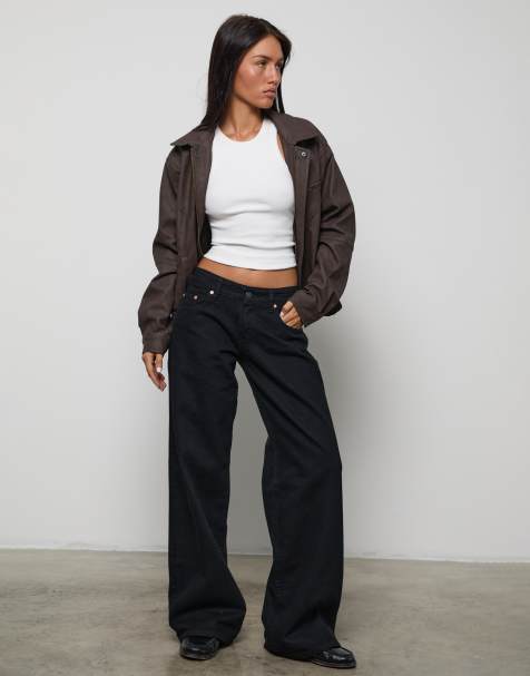 Motel low rise roomy jeans in rinse black - view 1