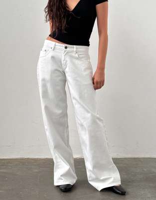 Motel Low Rise Roomy Jeans In White