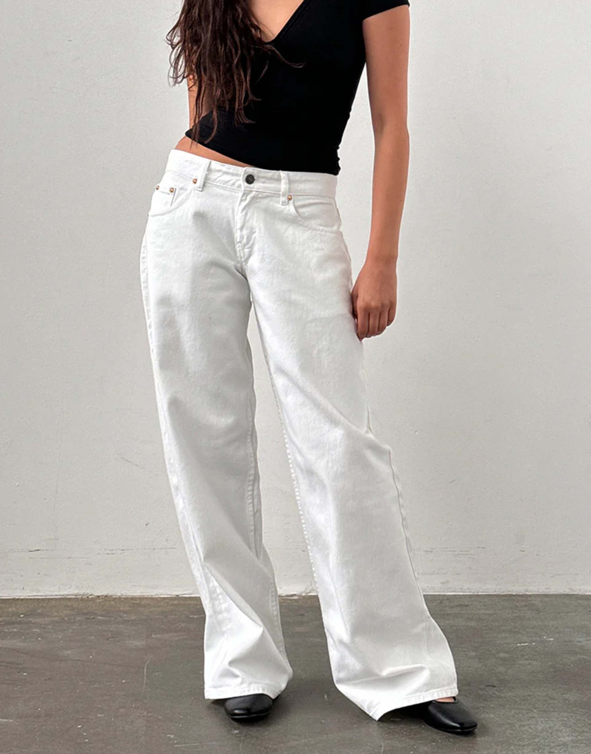motel low rise roomy jeans in white