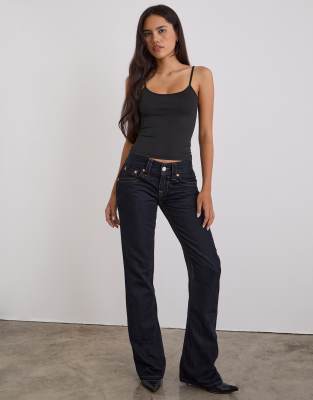 Motel Low Rise Twisted Seam Jeans In Blue
