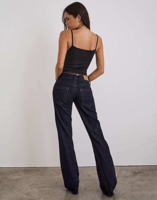 Motel low rise twisted seam jeans in rinse, 3 of 4