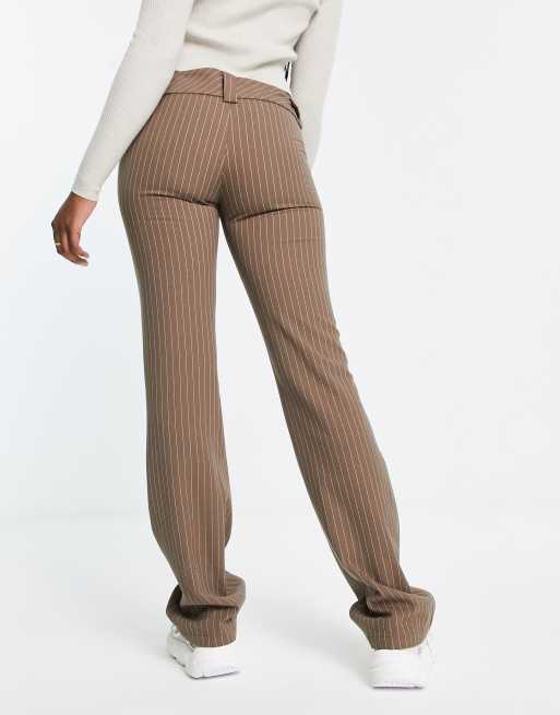 Motel low waist slim fit trousers co-ord in brown pinstripe