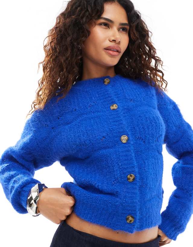 Motel Luciana chunky cardigan in cobalt blue | ASOS