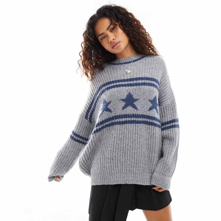 Grey jumper with white stars best sale