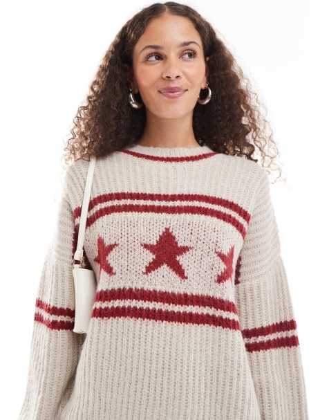 Motel lulees star motif oversized jumper in oat - view 1