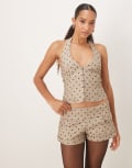 [Motel] Motel Lumin mini polka dot shorts in beige-Neutral XL BEIGE