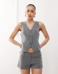 [Motel] Motel Luno button front waistcoat in pinstripe grey (part of a set) M Pinstripe grey
