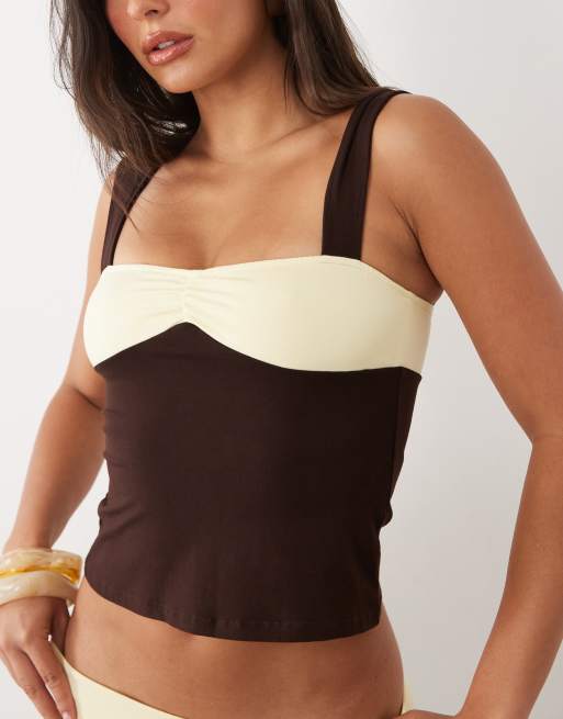 Motel Lure top in brown & yellow - part of a set, 3 of 4