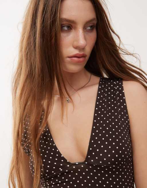 Plunge polka dot dress best sale