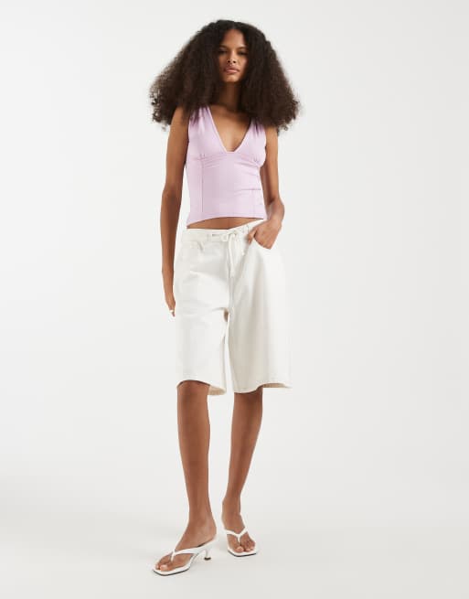 Motel Lynod rayon plunge v neck top in lavender , 2 of 4