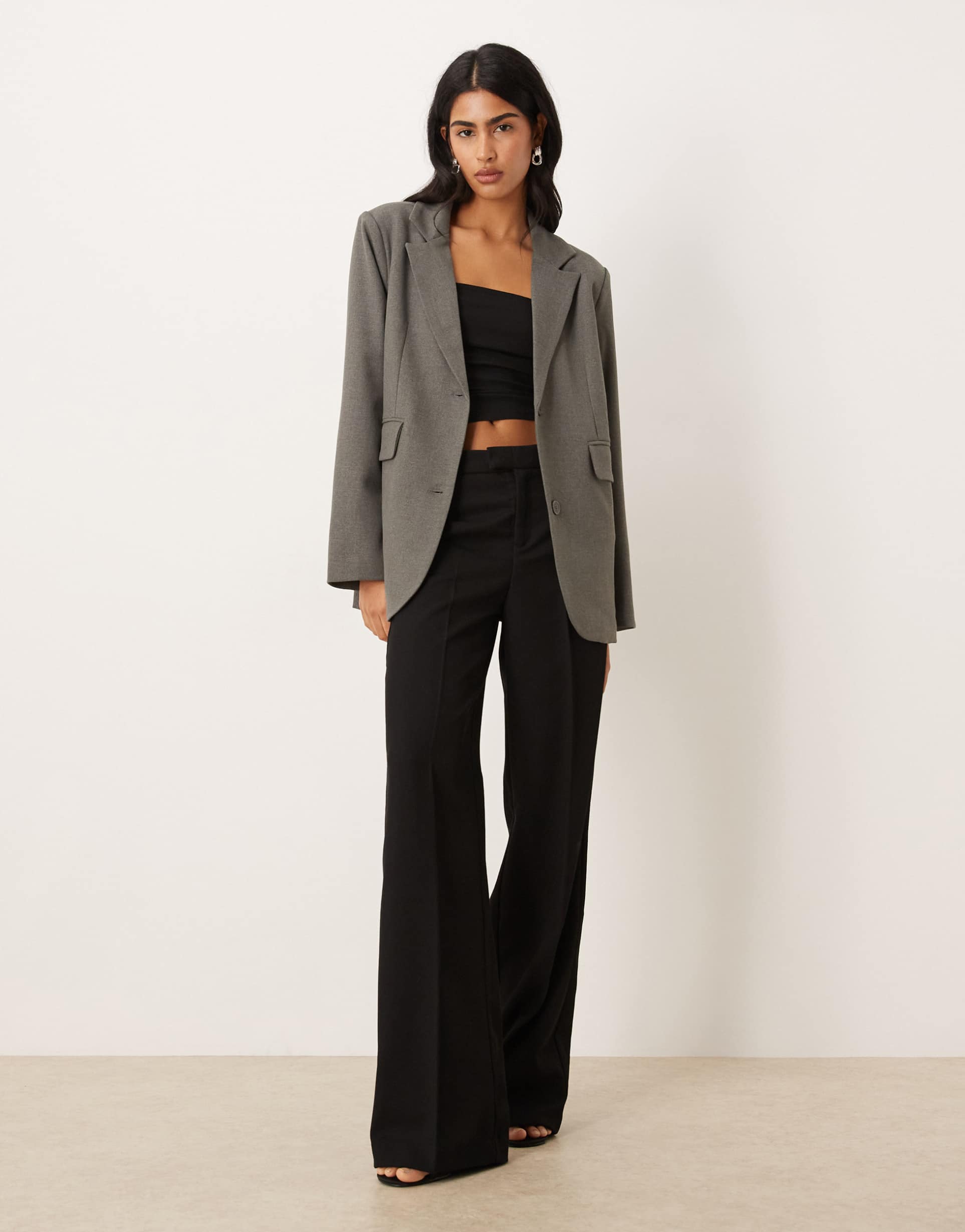 motel maiwa textured blazer in charcoal gray