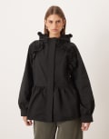 [Motel] Motel Malcari peplum jacket with hood in black XS BLACK