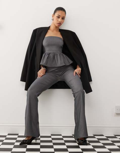 Motel malvinas flared trouser co-ord in grey - view 1
