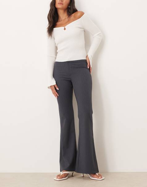 Motel Malvinas tailored flared pinstripe trousers in grey