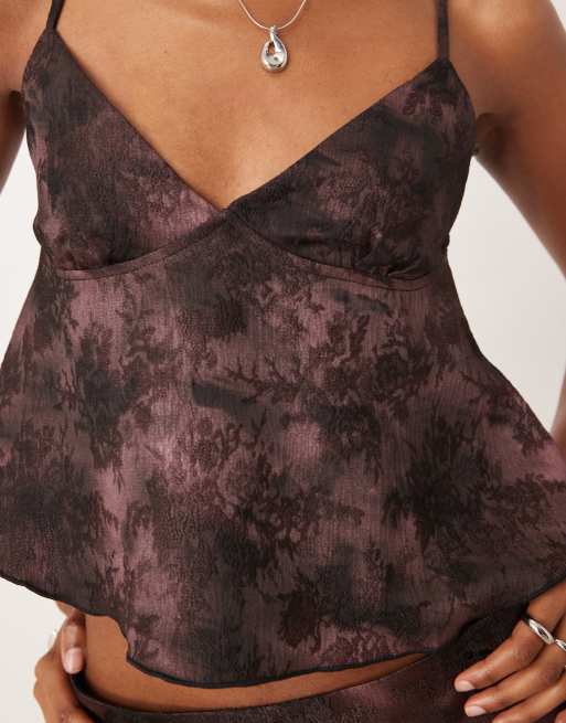 Motel - Marina - Top fluide d'ensemble en jacquard fleuri à col en V - Violet, 2 de 4