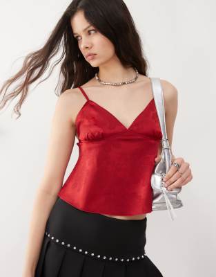 marinda jacquard satin cami top in red