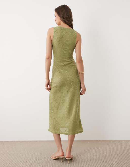 Motel Masela knit maxi dress in olive, 4 of 4