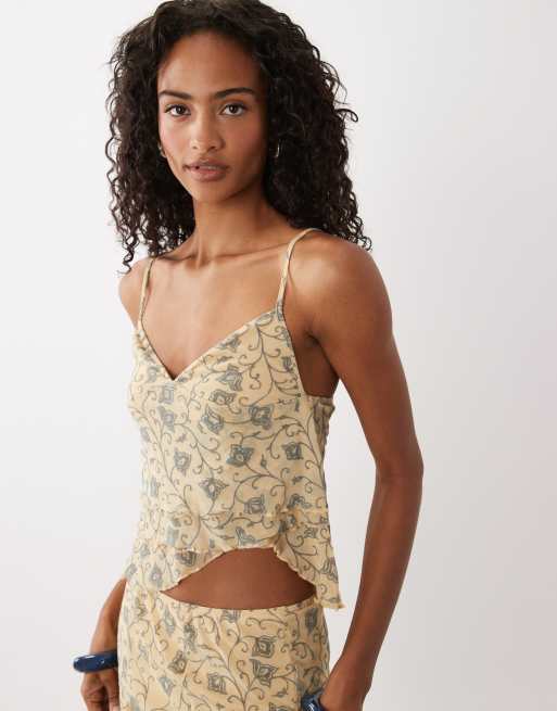 Motel winding floral floaty set in ivy/pale yellow, 3 of 3