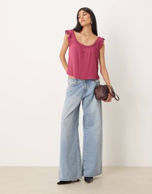 Motel Merisso Scoop Neck Keyhole Top In Pink