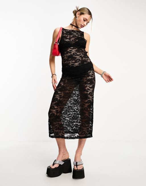 Black lace dress asos sale