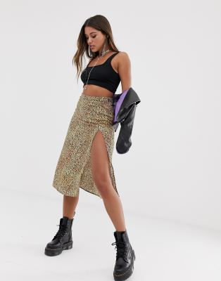 leopard print midi skirt asos