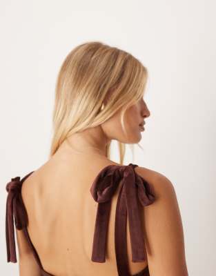 Motel Mikayla Tie Up Shoulders Pinafore Dress In Multi