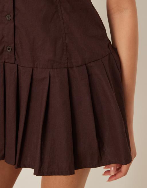 Motel mikena collared tailored mini dress in mahogany, 3 of 4