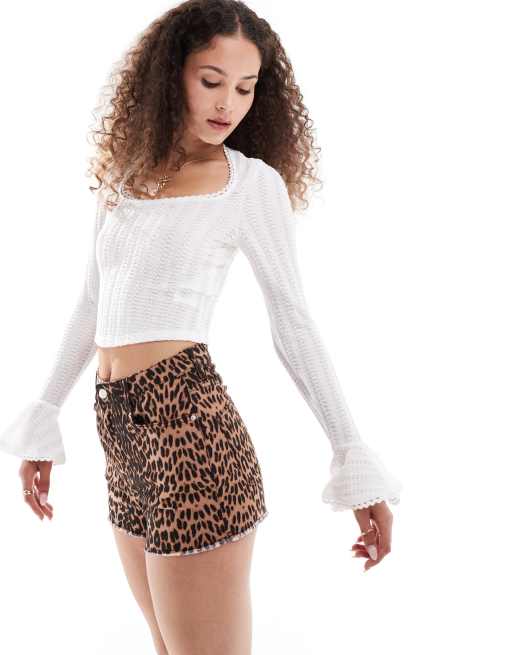 Motel miley flute sleeve long sleeve top in ivory