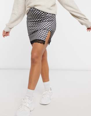 dogtooth print skirt