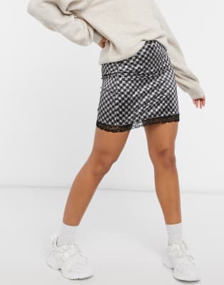 dogtooth print skirt