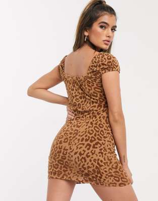 leopard tie front dress