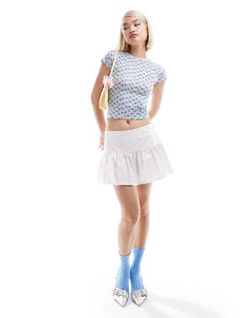 Motel - Mini-jupe coupe boule en coton - Blanc