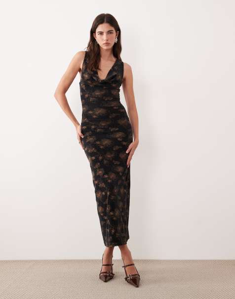 Motel - Minso - Maxi jurk in zwart en brons - view 1